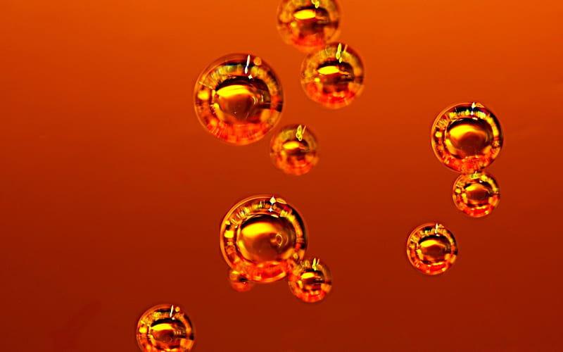 balls, abstract, orange, metalic, HD wallpaper