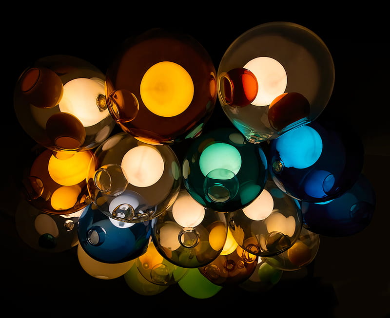 lamp, colorful, glass, glow, HD wallpaper