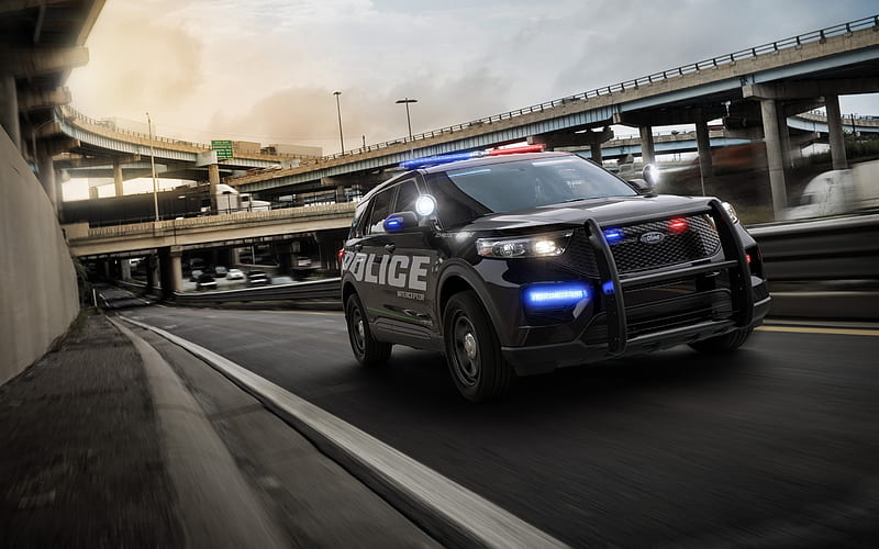 2020, Ford Explorer, Police Interceptor Utility, Hybrid SUV, exterior, new police car, SUV, Police, USA, Ford, HD wallpaper