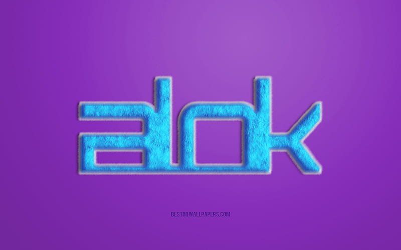 Blue Alok Fur Logo, purple background, Alok 3D logo, creative fur art, Alok emblem, Alok, Brazilian DJ, Alok Achkar Peres Petrillo, HD wallpaper
