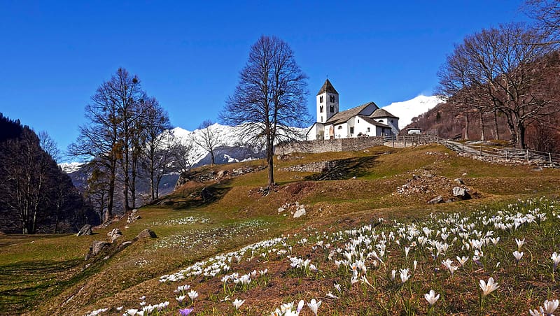 Alps, Switzerland, Church, Churches, Religious, Ticino, HD wallpaper
