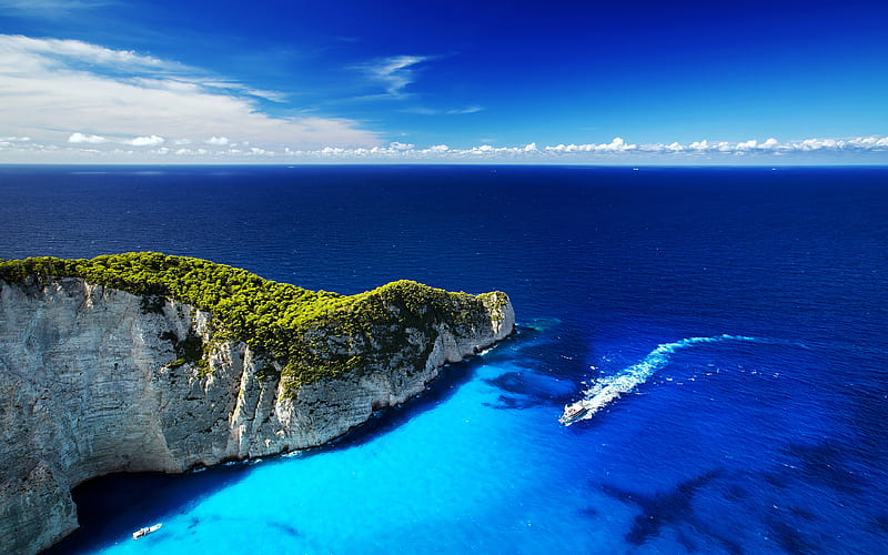 Greek island, Ionian sea, seascape, travel concepts, summer, Zakynthos, Greece, HD wallpaper