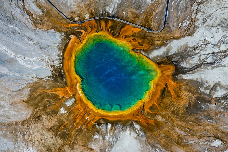lake, crater, relief, aerial view, HD wallpaper