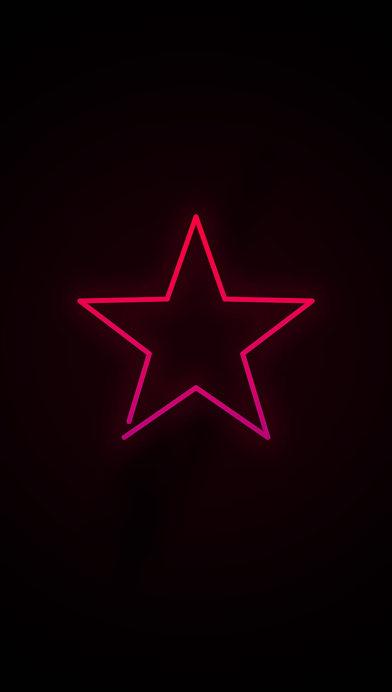 Neon Star, black, cool, dark line, pentagram, simple, HD phone wallpaper