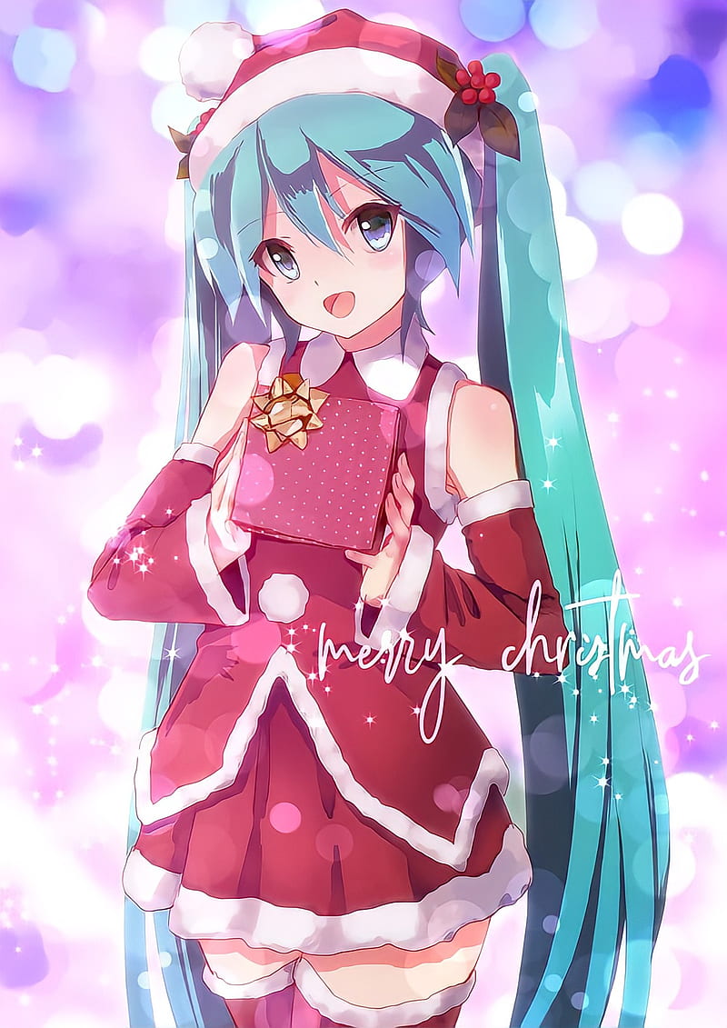 Christmas Miku, anime, vocaloid, HD phone wallpaper | Peakpx
