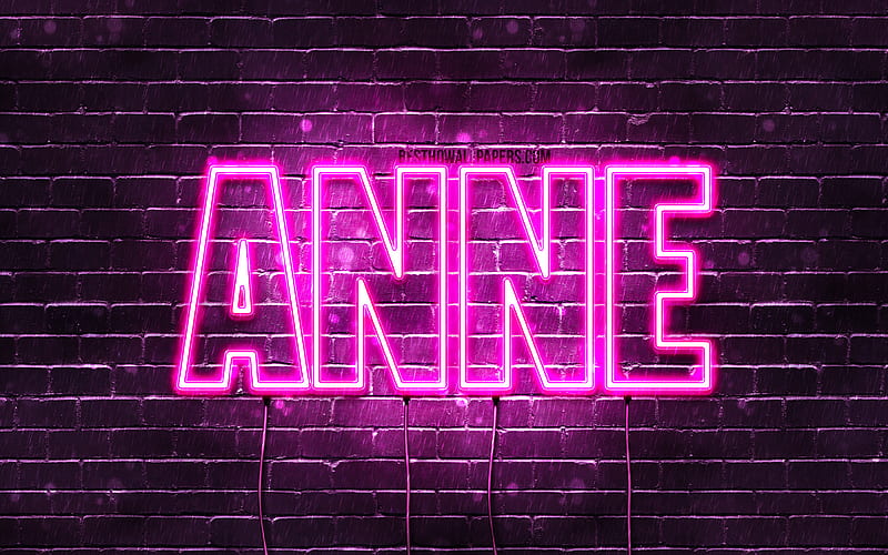 Anne with names, female names, Anne name, purple neon lights, horizontal text, with Anne name, HD wallpaper
