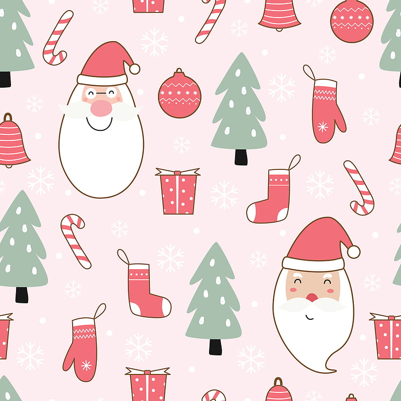 Baby seamless pattern Christmas background Santa Claus and Christmas tree.  Hand drawn design in cartoon style. Use for prints, HD phone wallpaper |  Peakpx