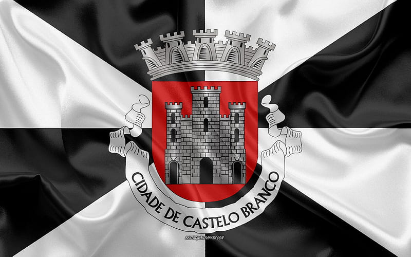 Flag of Castelo Branco District silk flag, silk texture, Castelo Branco District, Portugal, Castelo Branco District flag, region of Portugal, HD wallpaper