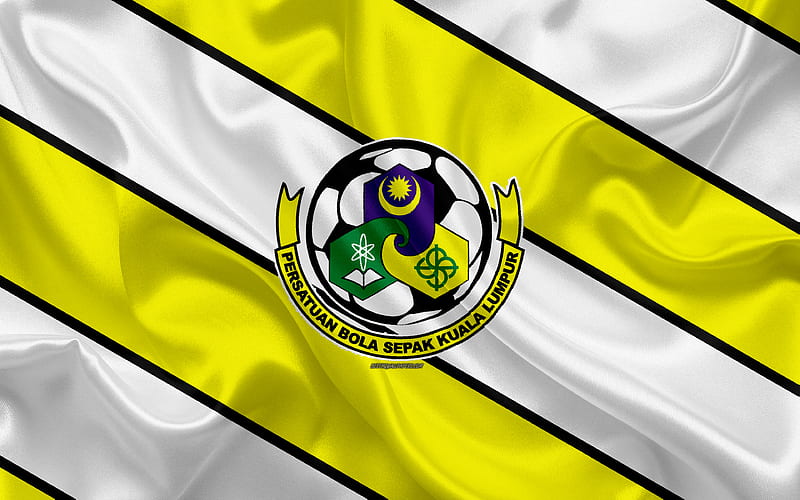 Kuala Lumpur FA logo, silk texture, Malaysian football club, black silk flag, Malaysia Super League, Kuala Lumpur, Malaysia, football, FAM League, Persatuan Bola Sepak Kuala Lumpur, HD wallpaper