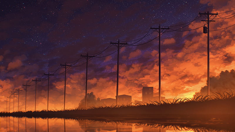 Anime, Original, Sky, Starry Sky, Sunset, HD wallpaper