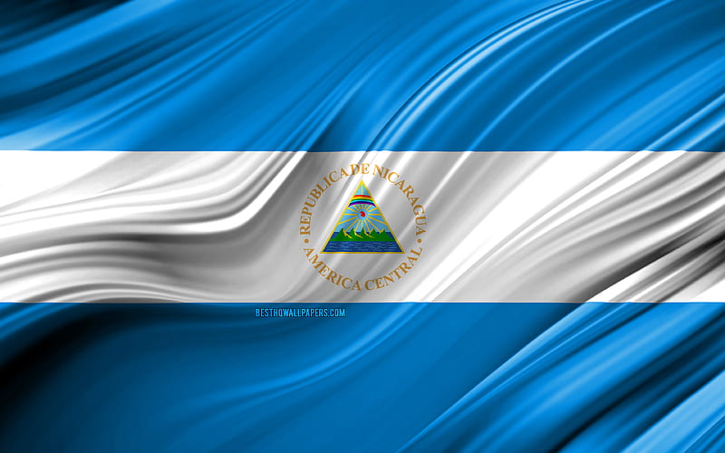Nicaraguan flag, North American countries, 3D waves, Flag of Nicaragua ...