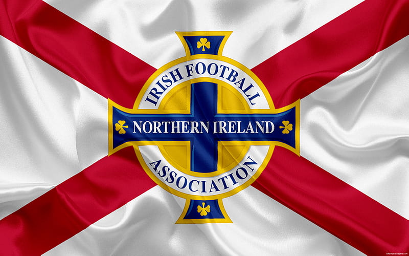 Northern Ireland national football team, emblem, logo, football federation, flag, Europe, Northern Ireland flag, football, World Cup, HD wallpaper
