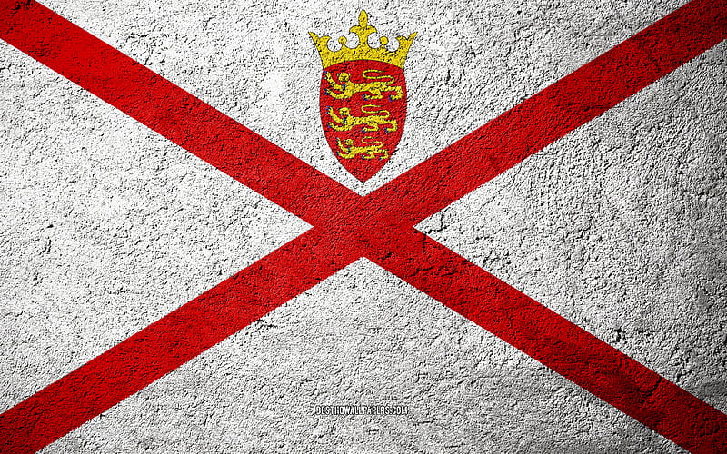 Flag of Jersey, concrete texture, stone background, Jersey flag, Europe, Jersey, flags on stone, HD wallpaper