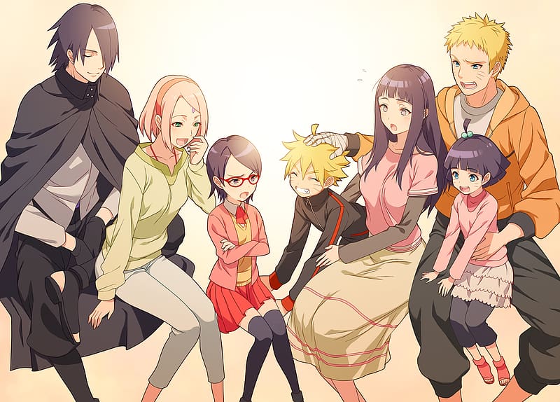Anime, Naruto, Sasuke Uchiha, Hinata Hyuga, Sakura Haruno, Naruto Uzumaki, Himawari Uzumaki, Boruto: Naruto The Movie, Sarada Uchiha, Boruto Uzumaki, HD wallpaper