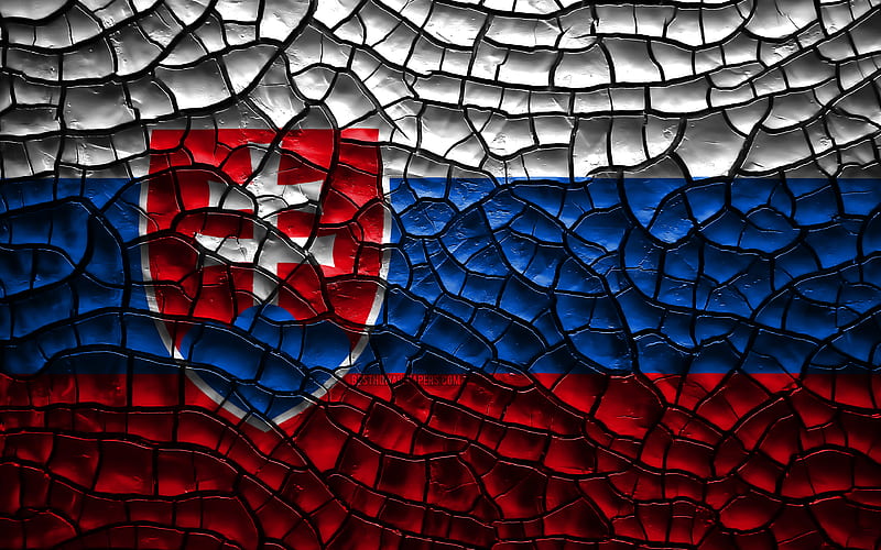 Flag of Slovakia cracked soil, Europe, Slovak flag, 3D art, Slovakia, European countries, national symbols, Slovakia 3D flag, HD wallpaper