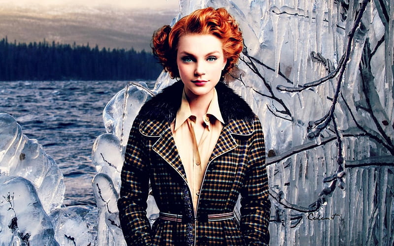 Jessica Stam Girl Model Redhead By Cehenot Icicles Woman Winter