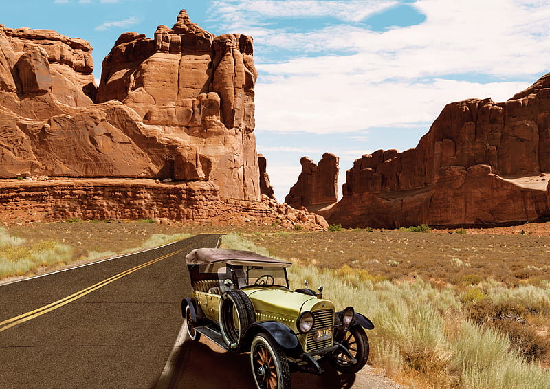 1921 Hudson Phaeton, Automobiles, Mountains, carros, Vintage, Landscapes, Deserts, HD wallpaper