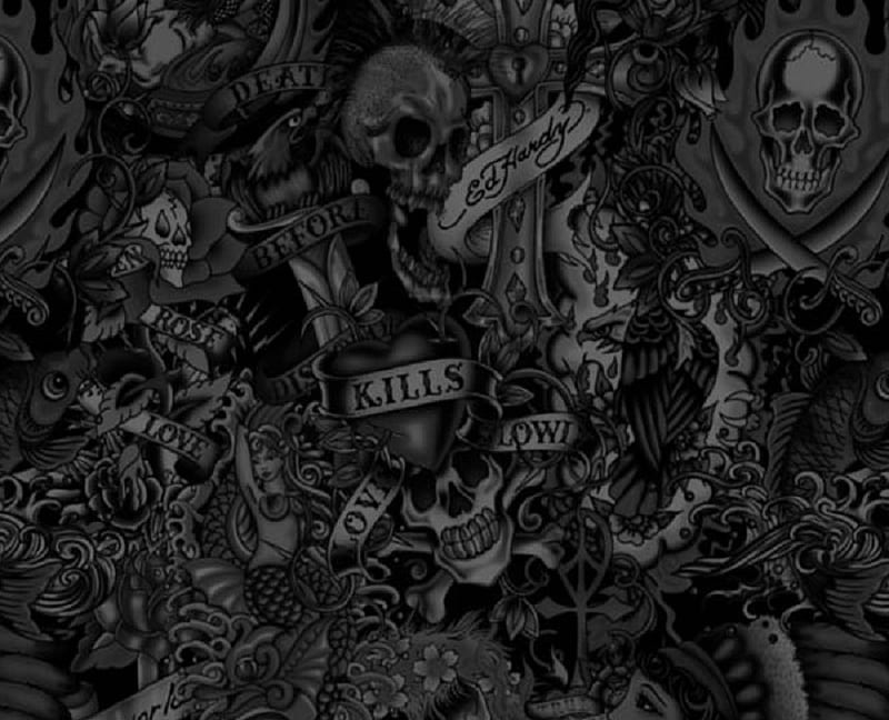 Skulls, fantasy, collages, abstract, other, HD wallpaper