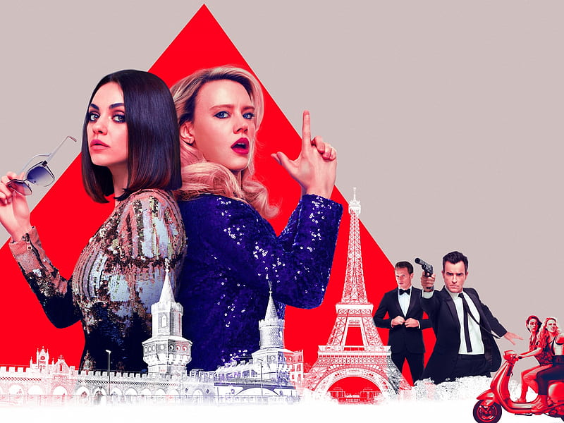 The spy who dumped me 2018, poster, red, Kate McKinnon, movie, the spy who dumped me, girl, actress, Sam Heughan, Mila Kunis, HD wallpaper