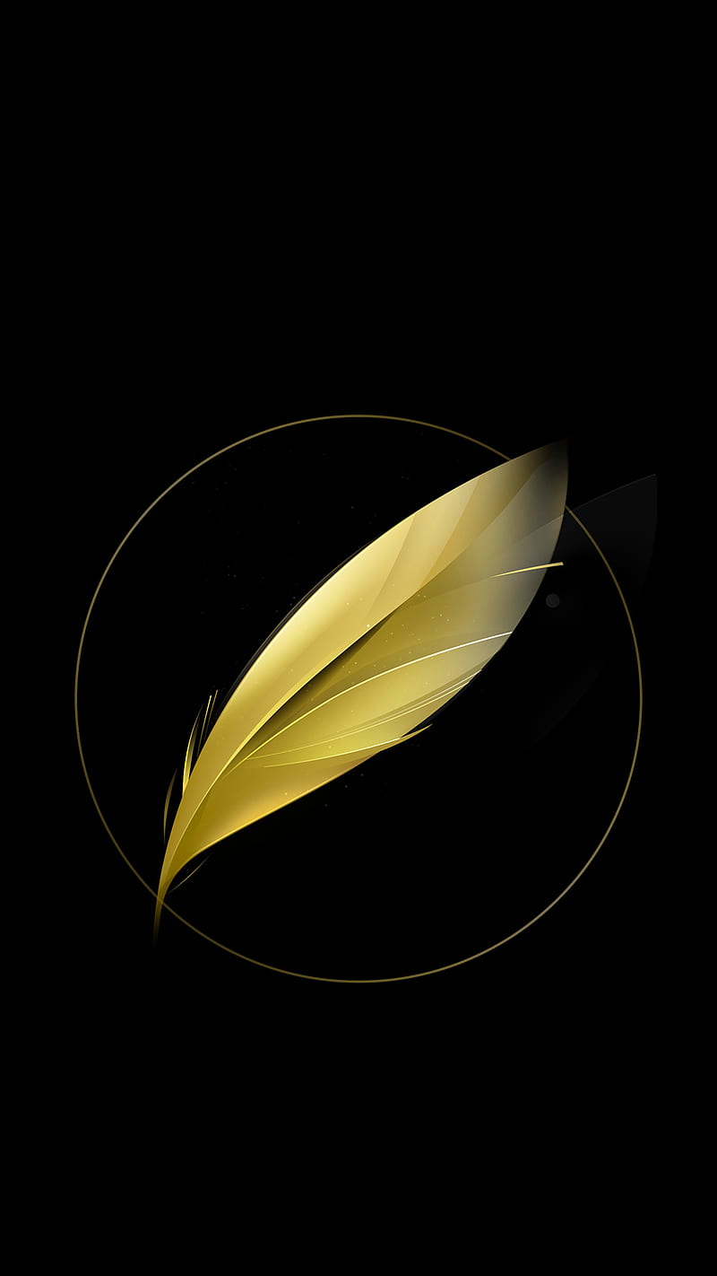 Abstract, black, feather, gold, stock , zte nubia m2, HD phone wallpaper