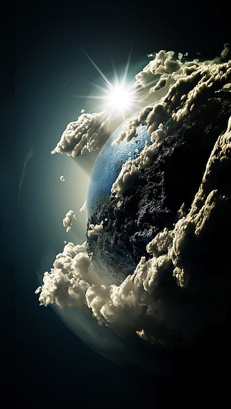 World, earth, galaxy, dark clouds, HD phone wallpaper