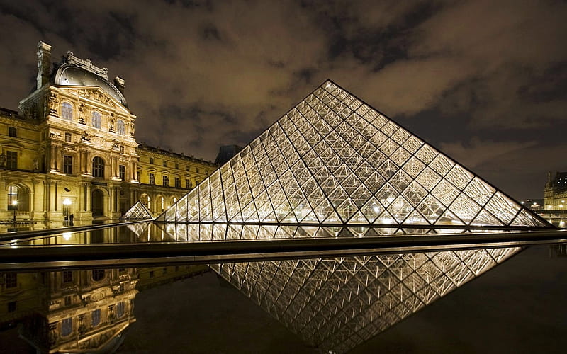 Louvre Museum, architecture, museum, france, monuments, paris, pyramid, louvre, HD wallpaper