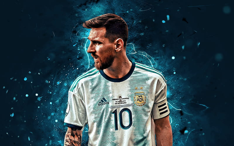 Lionel Messi, 2019, Argentina national football team, close-up, football stars, 2019 Copa America, abstract art, Leo Messi, soccer, Messi, Argentine National Team, HD wallpaper