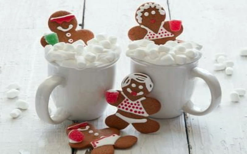 Gingerbread People In Hot Cocoa Tub, Cocoa, Gingerbread, Tubs, People, Hot, HD wallpaper