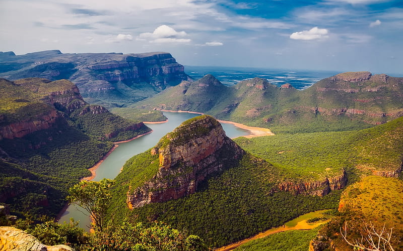 Blyde River, mountains, Mpumalanga, summer, Blyde River Canyon, South Africa, HD wallpaper