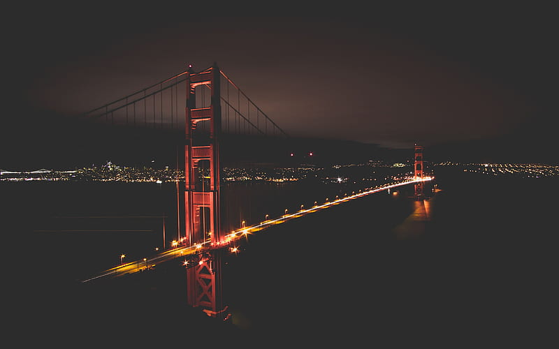 San Francisco, night, Golden Gate Bridge, darkness, USA, America, HD wallpaper