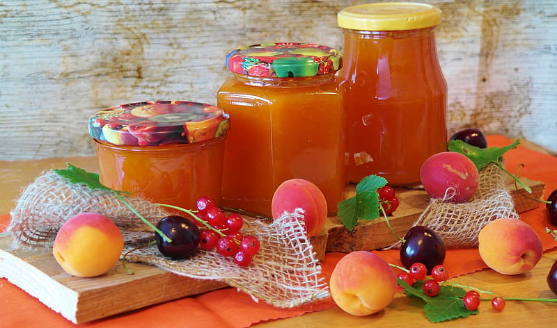 Apricot Jam, Glasses, Jam, Colorful, Food, Delicious, Apricots, HD wallpaper