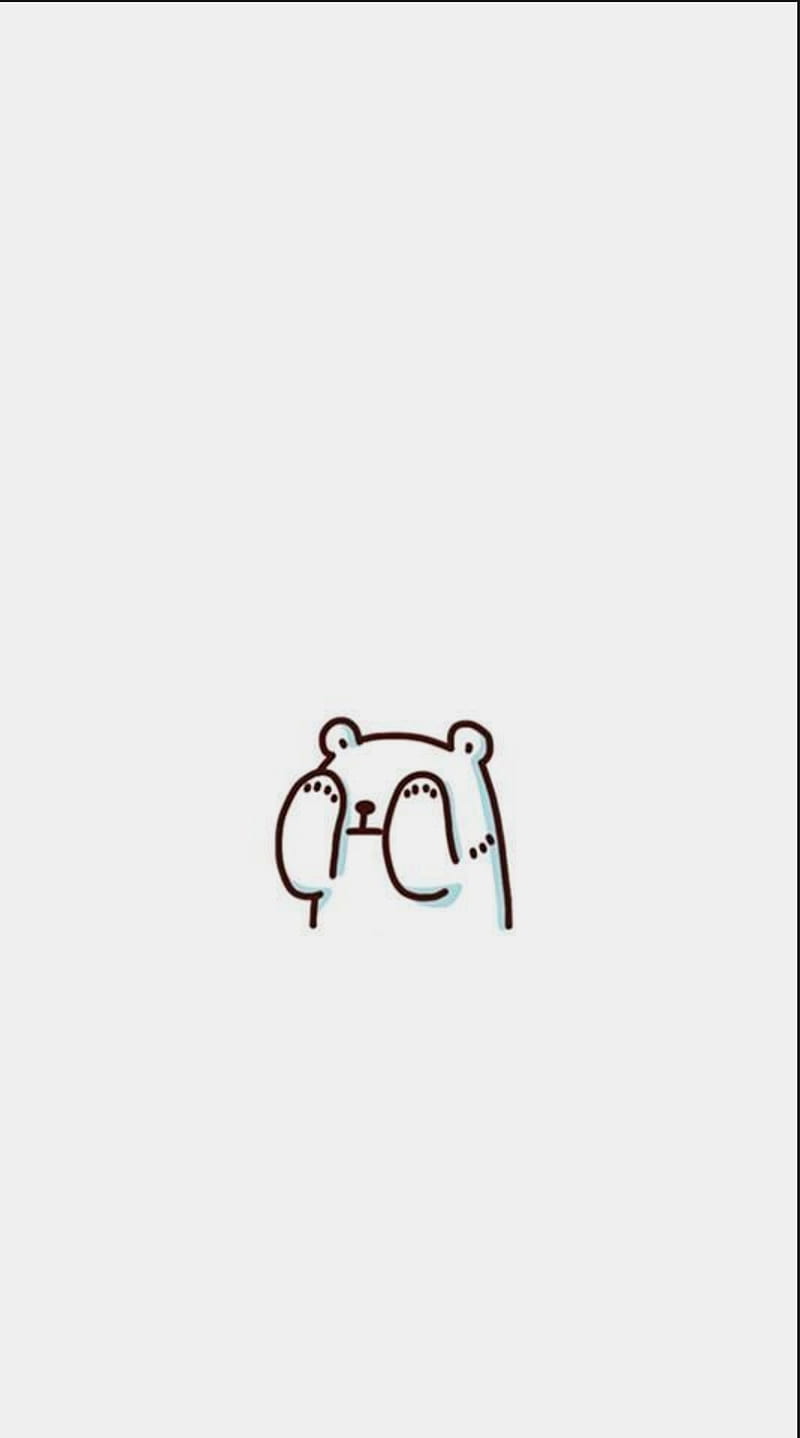 Shy polar bear, animal, cute, gray, polar bear, simple, HD phone wallpaper