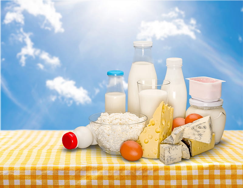 dairy, eggs, milk, flour, cheese, HD wallpaper