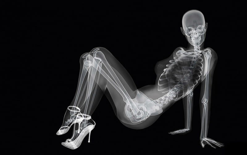 Ugly Truth, skeleton, body, heels, lady, bones, HD wallpaper