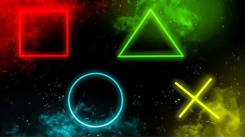 Consoles, Playstation, Triangle , Square , Circle , Neon, HD wallpaper