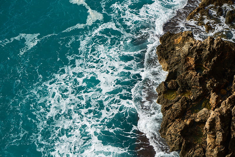 waves, rocks, surf, foam, sea, ocean, HD wallpaper