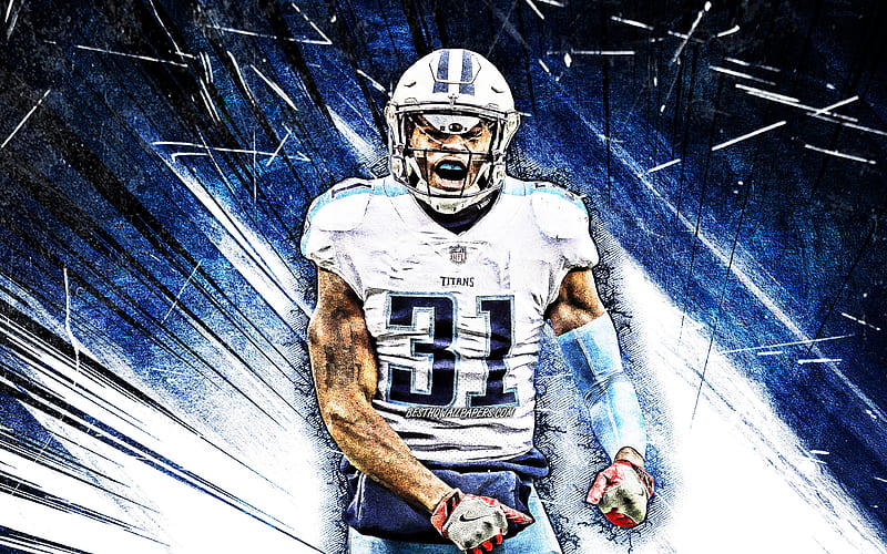 Kevin Byard, grunge art, Tennessee Titans, american football, guard, NFL, Kevin Leon Byard Jr, National Football League, blue abstract rays, Kevin Byard Tennessee Titans, Kevin Byard, HD wallpaper