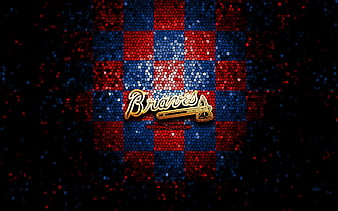 Houston Astros, glitter logo, MLB, blue orange checkered background, USA,  american baseball team, HD wallpaper