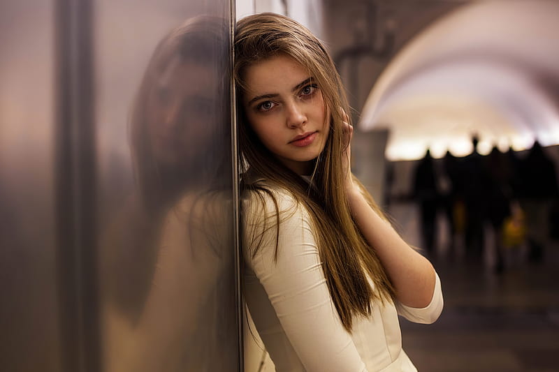 Russian Women Touching Hair White Clothing , girls, model, HD wallpaper