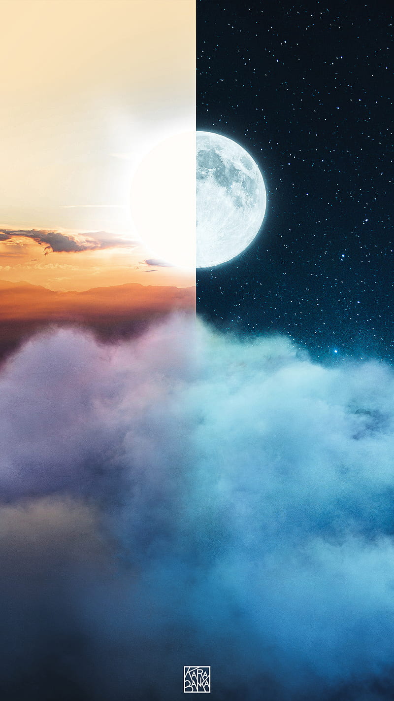 Dual, Instagram, Karabanka, awesome, bonito, beauty, blue, cinematic, cloud, clouds, color, colors, crescent, dreamy, dust, fantastic, galaxy, glow, good, incredible, manipulation, mood, moody, moon, nice, hop, scene, space, stars, yellow, HD phone wallpaper