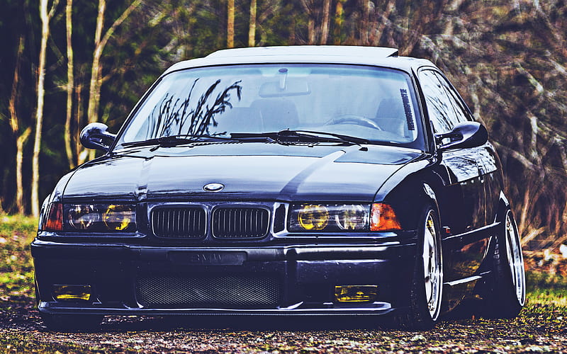 BMW M3 E36, stance, tuning, black bmw e36, german cars, BMW, HD wallpaper