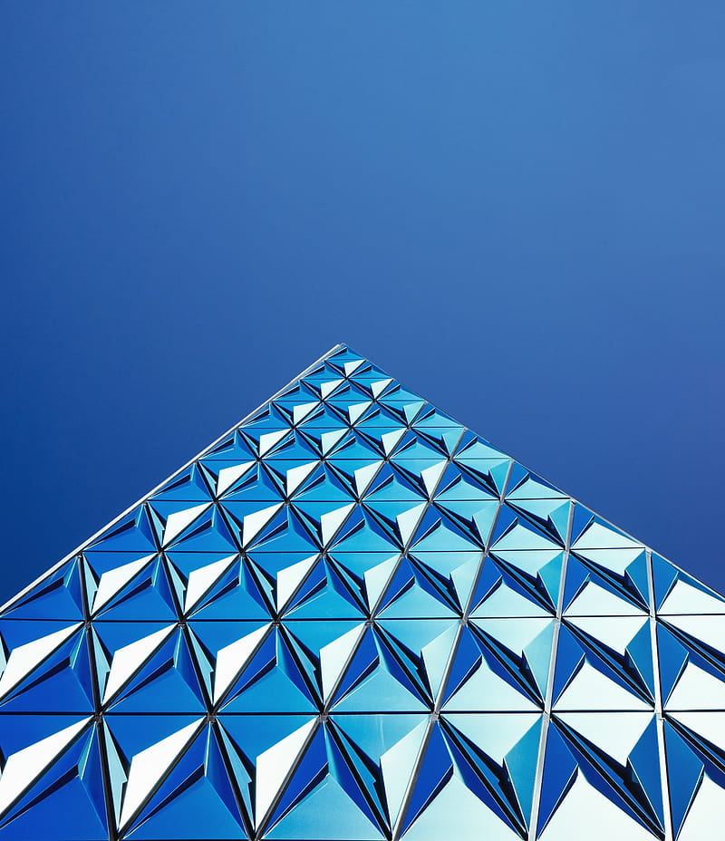 building, architecture, minimalism, blue, cyan, clear sky, HD phone wallpaper