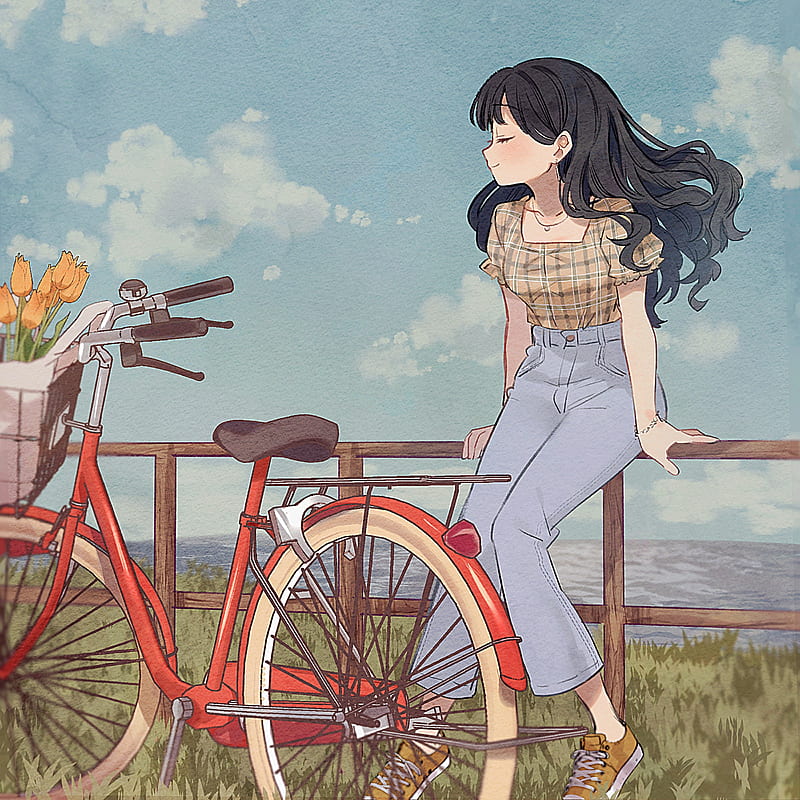 HD girl with bicycle wallpapers | Peakpx