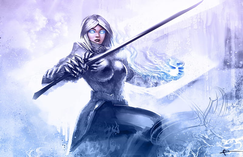 4K free download | Ice Queen, armor, fantasy, animated, female, ice
