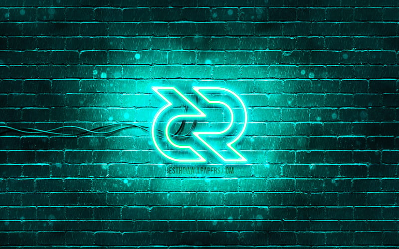 Decred turquoise logo turquoise brickwall, Decred logo, cryptocurrency signs, Decred neon logo, cryptocurrency, Decred, HD wallpaper