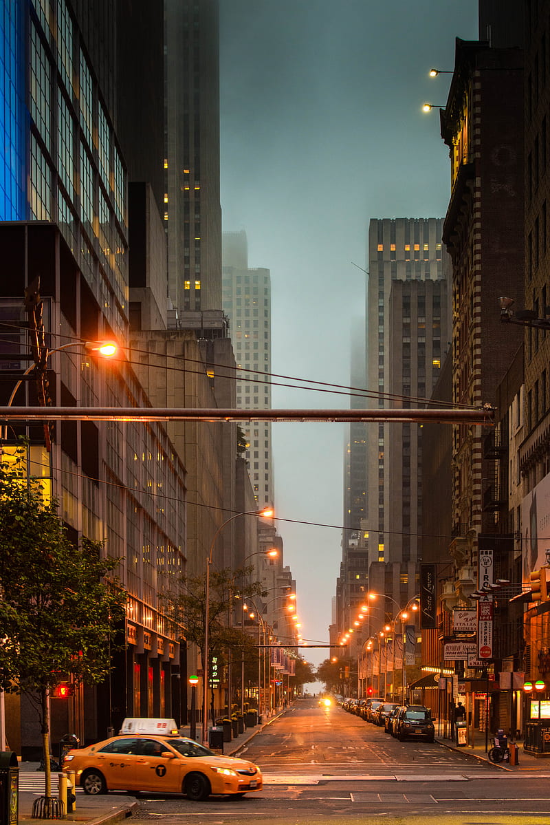 street, city, carros, buildings, new york, HD phone wallpaper