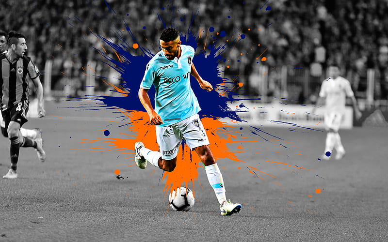 Gael Clichy art, Istanbul Basaksehir, french football player, splashes of paint, grunge art, creative art, Turkey, football, HD wallpaper