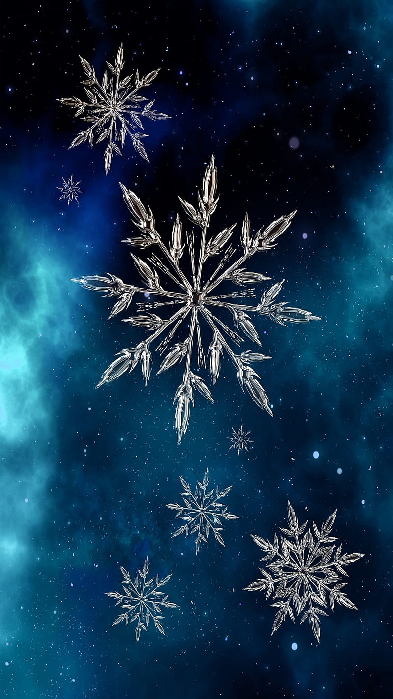 SNOWFLAKES, snow, natural, flakes, blue, winter, HD phone wallpaper | Peakpx