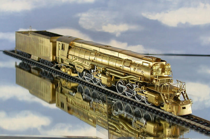 SP 2-8-8-4 brass steam locomotive collectible, railroad, toy, ho size, brass, HD wallpaper