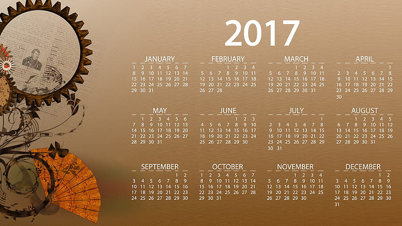 Calendar 2017, retro, HD wallpaper